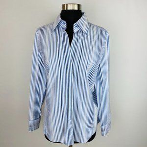 New York & Company Blue White Stripe Shirt  L